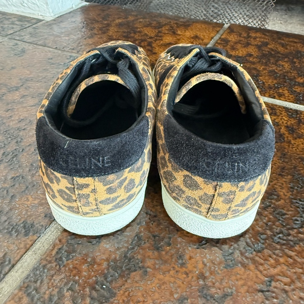 Celine Triomphe Leopard Print and Black Sneakers - Picture 5 of 10